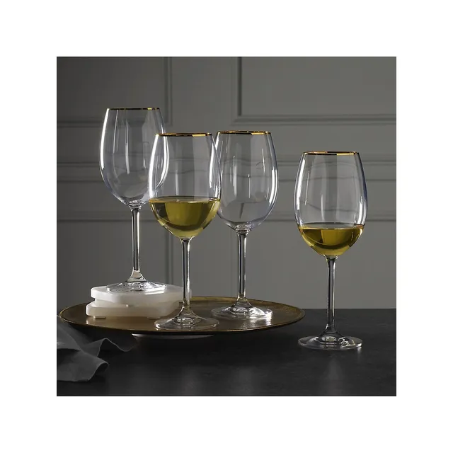 Mikasa Julie Gold Set of 4 White Wine Glasses, 16.5-Ounce, Clear