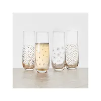 Party 4-Piece Stemless Toasting Flute Glass Set