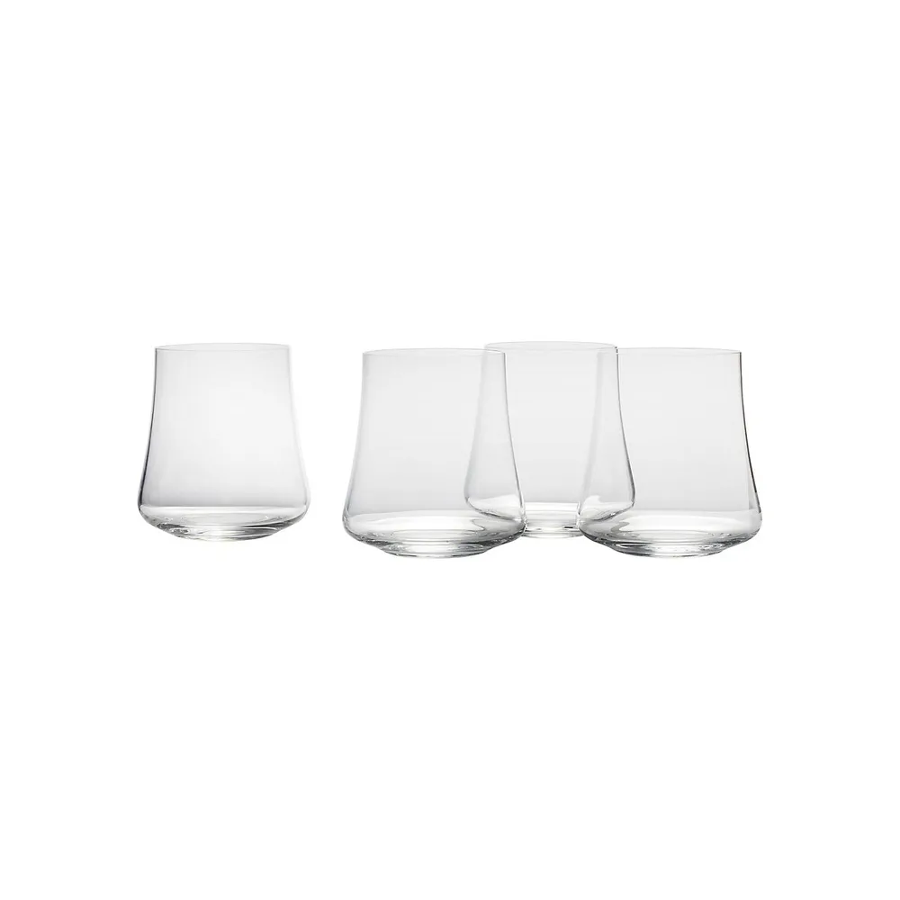 Aline 4-Piece Stemless Double-Old-Fashion Wine Glass Set