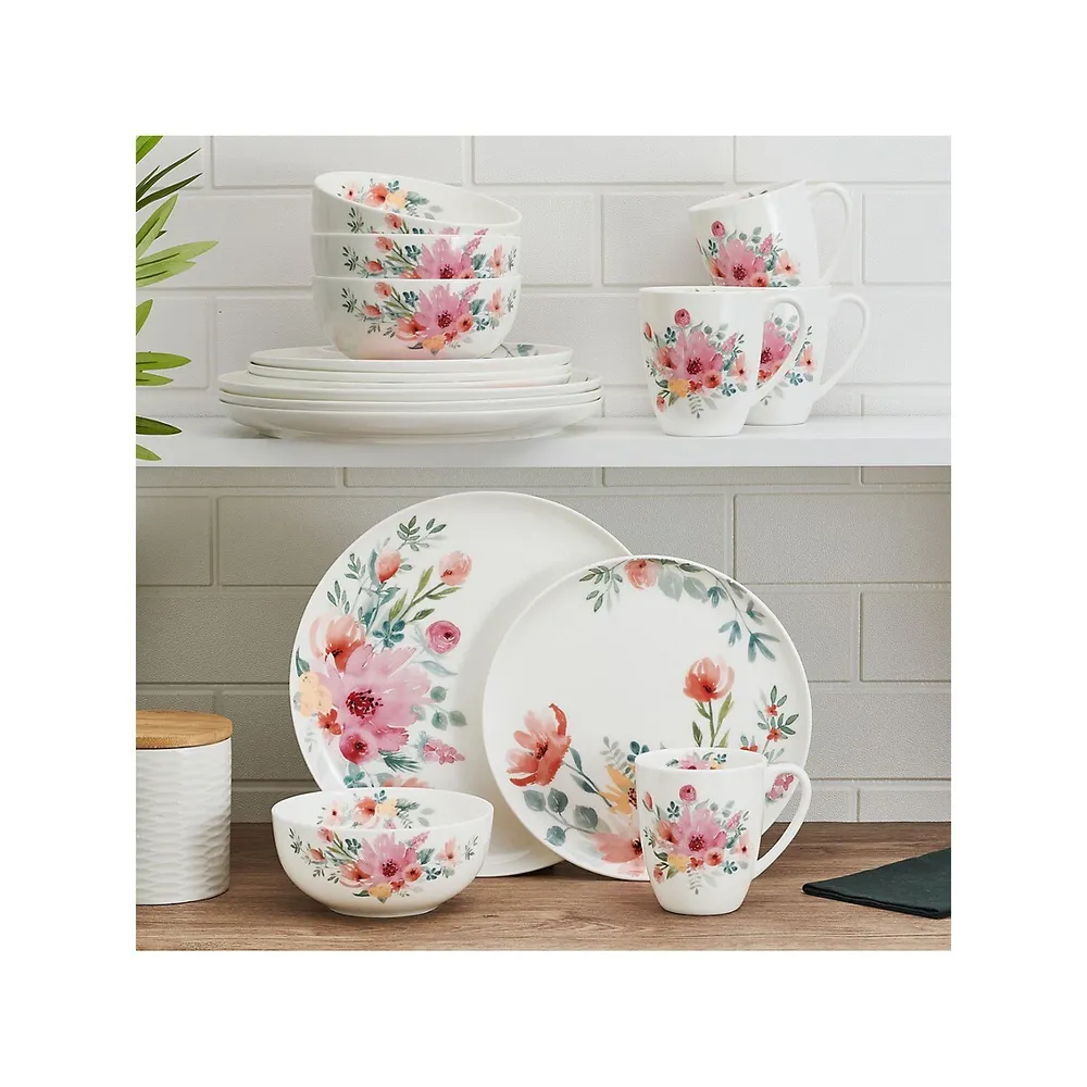 Carolena 16-Piece Floral Bone China Dinnerware Set