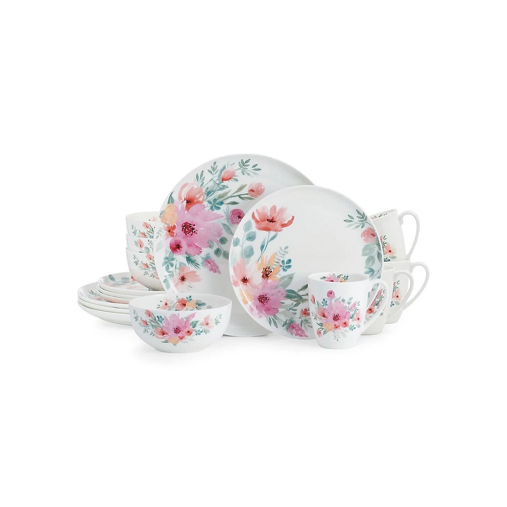 Carolena 16-Piece Floral Bone China Dinnerware Set