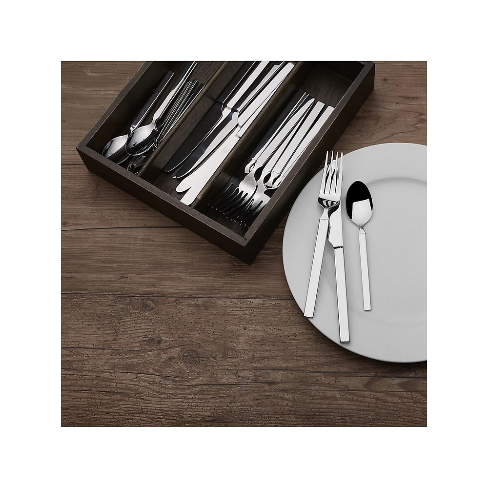 Arlo 24-Piece Flatware Set With Rubberwood Caddy