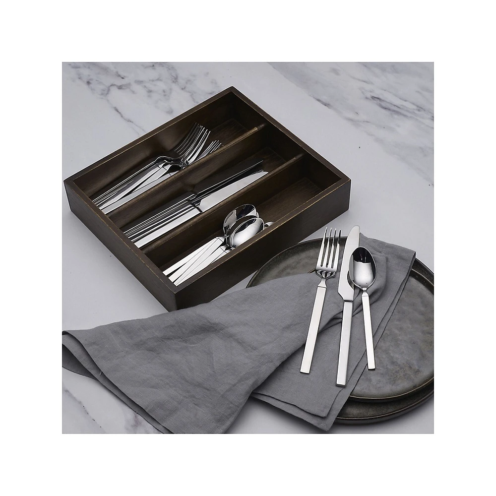 Arlo 24-Piece Flatware Set With Rubberwood Caddy