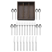 Arlo 24-Piece Flatware Set With Rubberwood Caddy