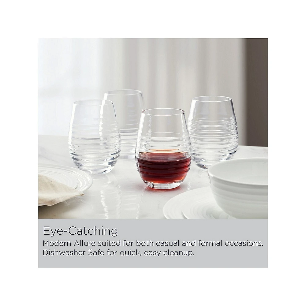 Ciara 4-Piece 18 OZ. Stemless Wine Glasses Set