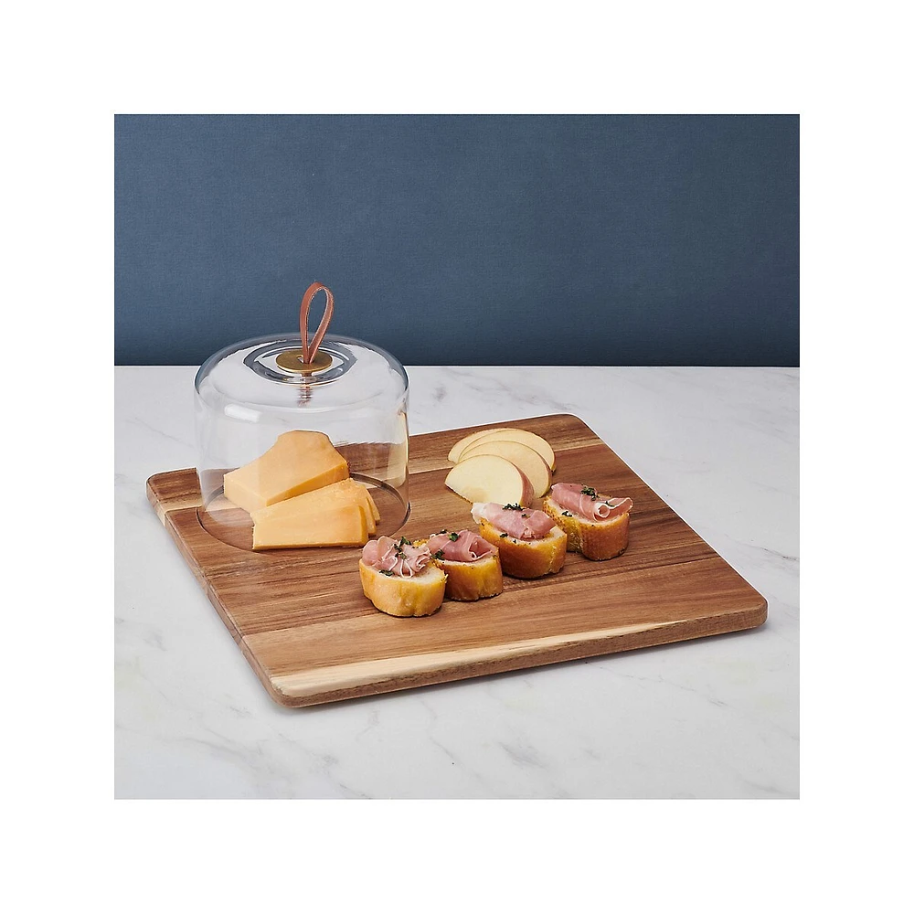 Glenwood Square Serve Board with Glass Cloche