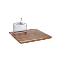 Glenwood Square Serve Board with Glass Cloche