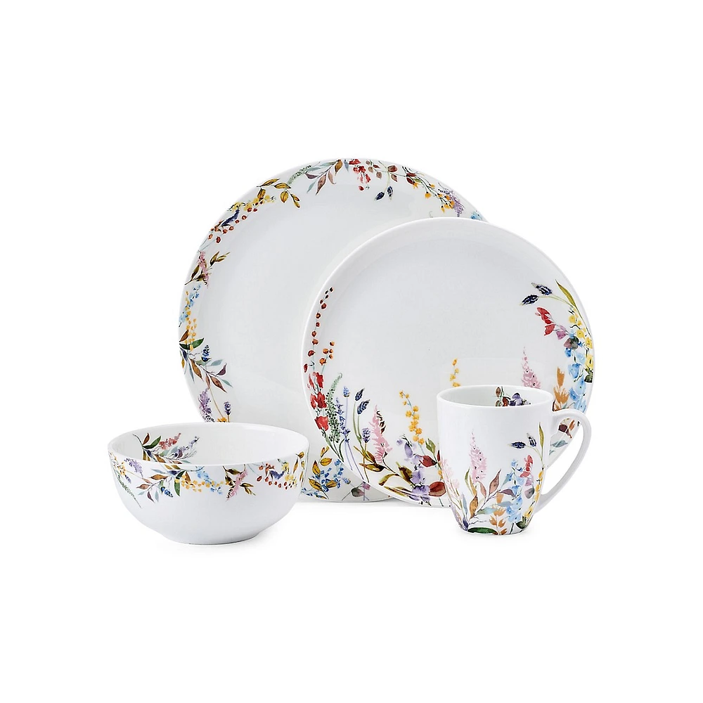 Brie 16-Piece Clay Bone China Dinnerware Set, Service For 4