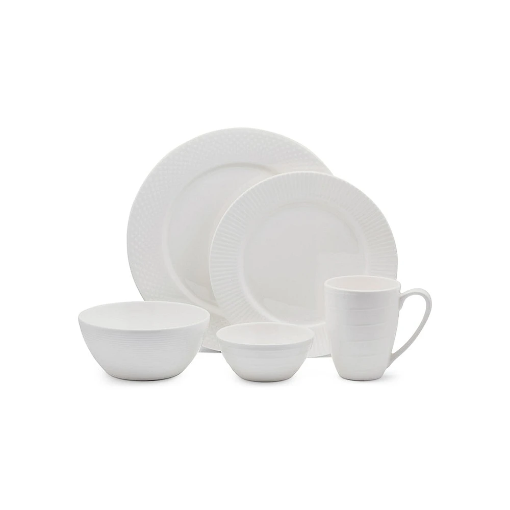 Cheers White 20-Piece Bone China Dinnerware Set, Service For 4