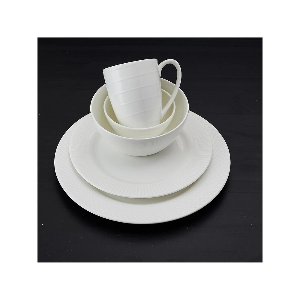 Cheers White 20-Piece Bone China Dinnerware Set, Service For 4