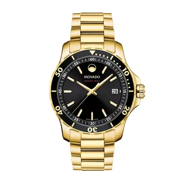 Movement Series Yellow Gold PVD Stainless Steel Link Bracelet Watch