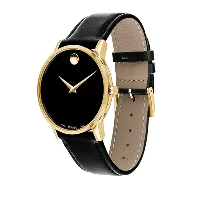 Museum Classic Gold PVD Stainless Steel & Leather Strap Watch 607271