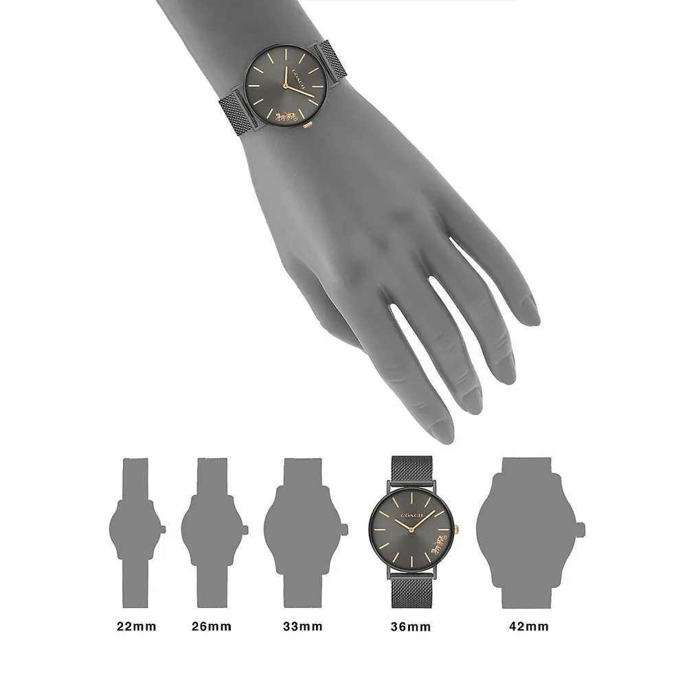 Perry Logo Stainless Steel Mesh Bracelet Watch