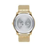 Gold Ion-Plated Stainless Steel Mesh Bracelet Watch
