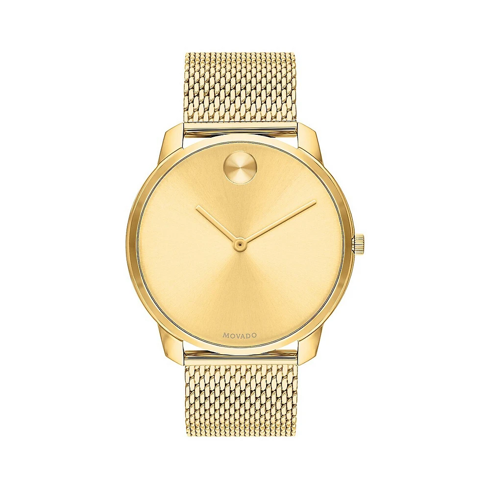 Gold Ion-Plated Stainless Steel Mesh Bracelet Watch