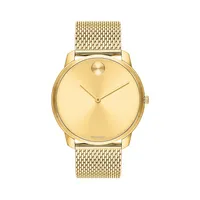 Gold Ion-Plated Stainless Steel Mesh Bracelet Watch