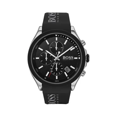 Montre chronographe en acier inoxydable avec bracelet en silicone Velocity