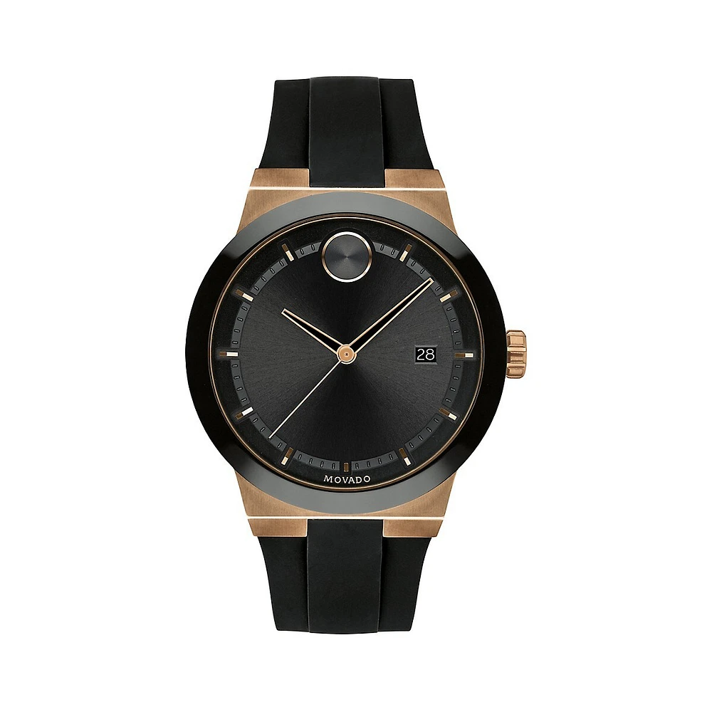 Montre en acier inoxydable avec bracelet en silicone Bold