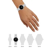 Montre-bracelet Faceto en acier inoxydable à cadran noir et diamants de 0,296 ct PT 0607484