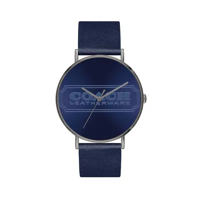 Charles Stainless Steel & Leather Strap Watch 14602526