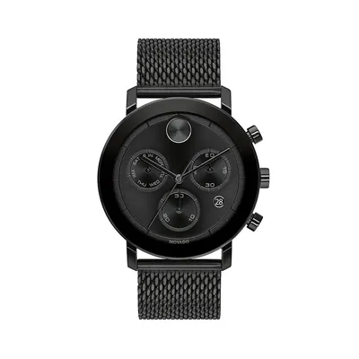 Montre chronographe à bracelet milanais en acier inoxydable à placage ionique noir Bold Evolution 3600760