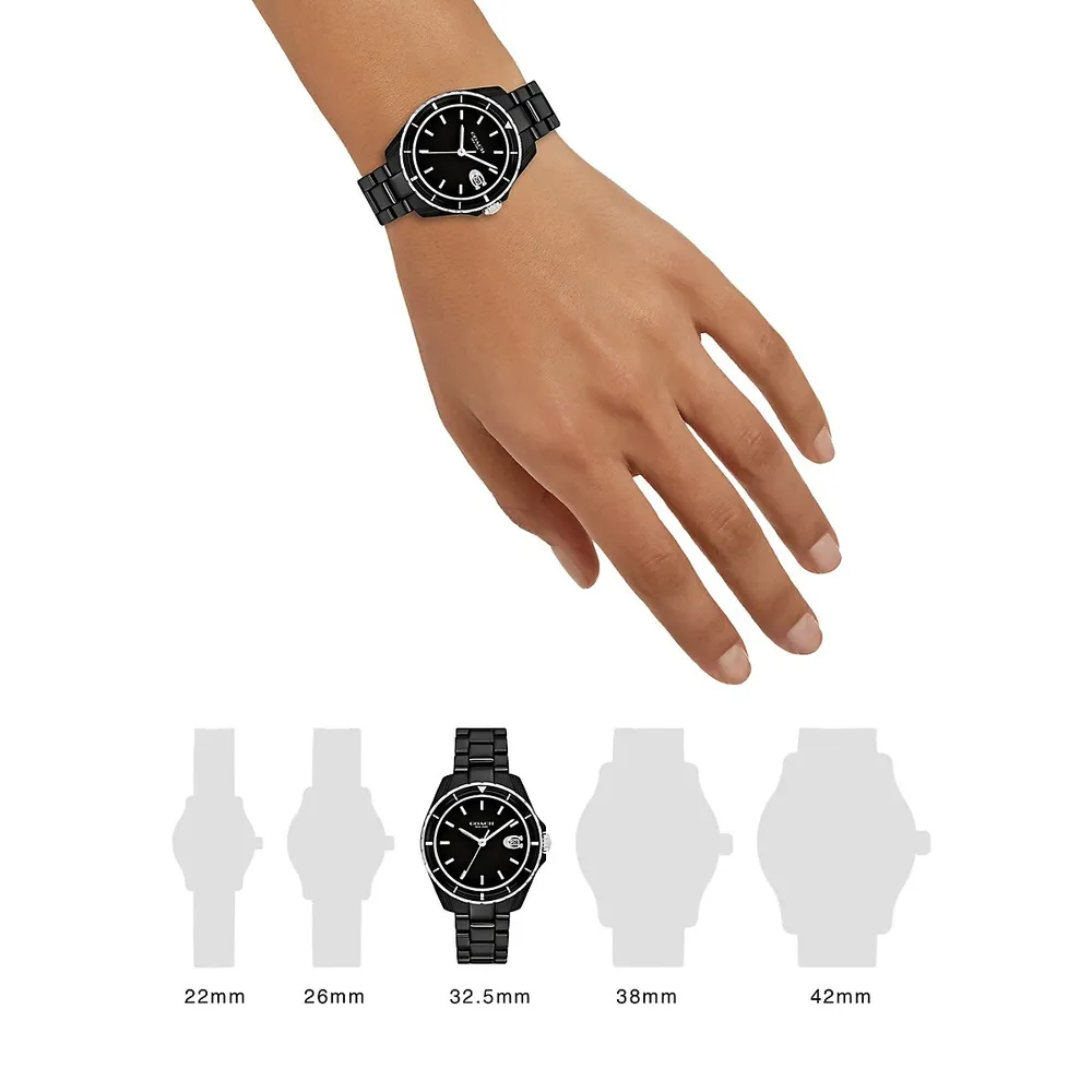 Preston Stainless Steel & Black Ceramic Bracelet Watch​ 14503805