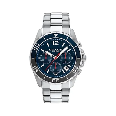 Montre-bracelet chronographe en acier inoxydable à cadran bleu Kent 14602555