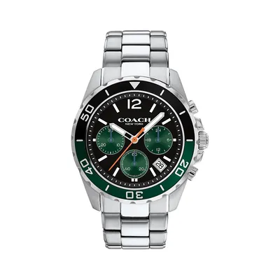 Kent Chronograph Green Dial & Stainless Steel Bracelet Watch 14602557
