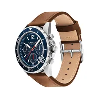 Kent Chronograph Stainless Steel & Brown Leather Strap Watch 14602560