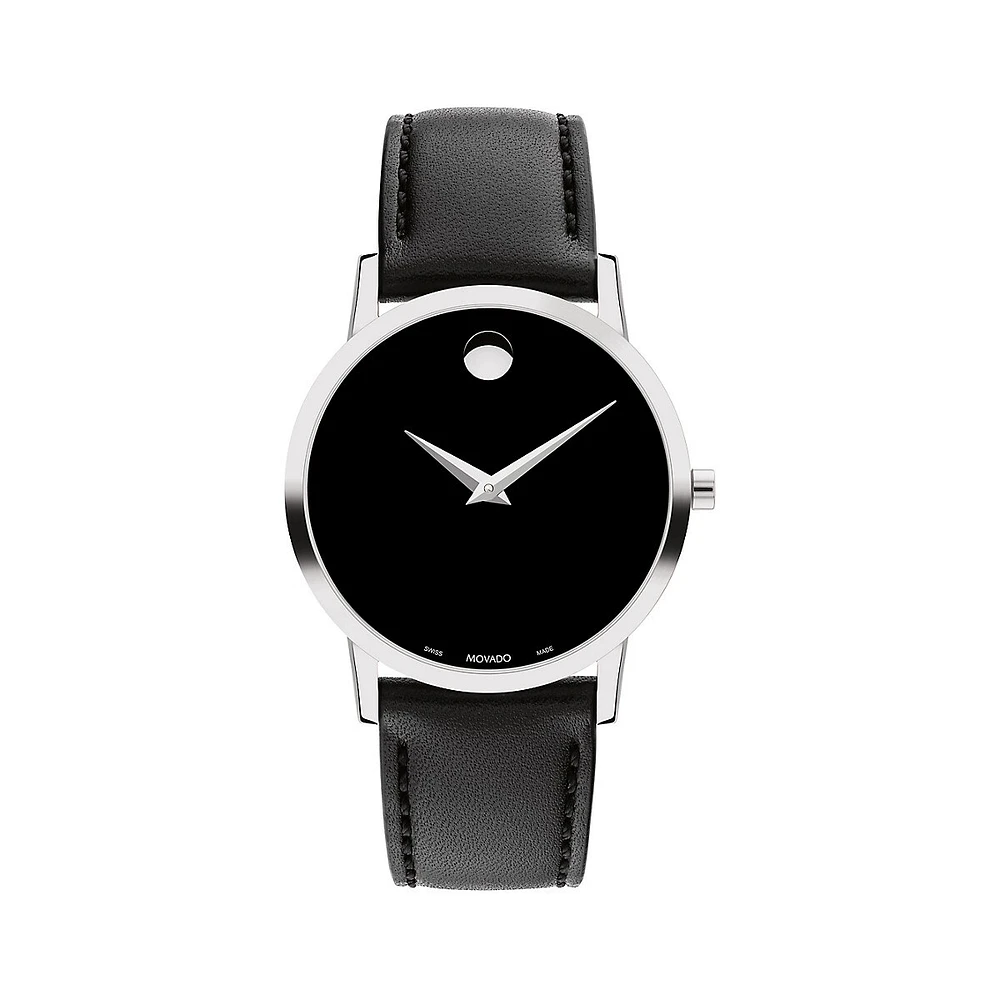 Museum Stainless Steel & Leather Strap Watch 0607583