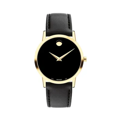 Museum Goldtone PVD Stainless Steel & Leather Strap Watch 0607584