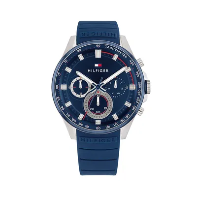 Montre chronographe Max avec bracelet en silicone bleu, 1791970