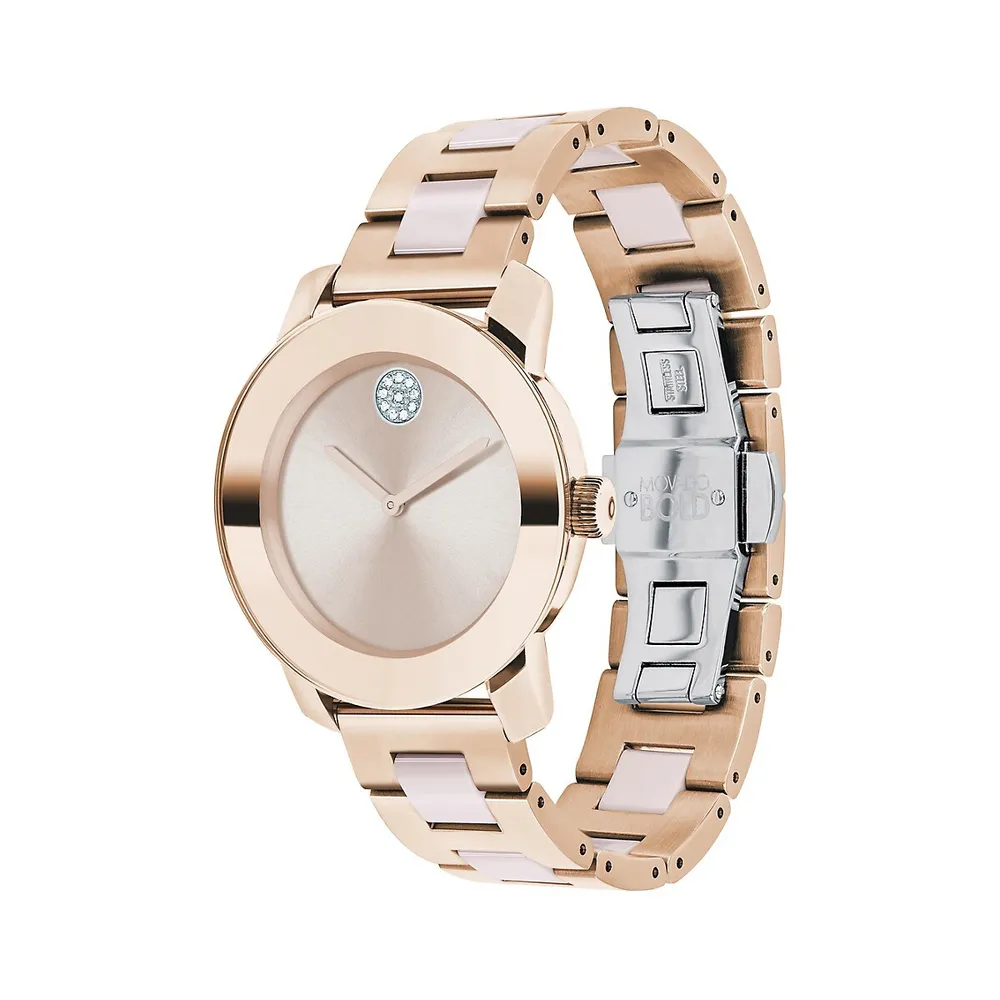 Pale Rose Gold IP Stainless Steel Bracelet Watch 3600799