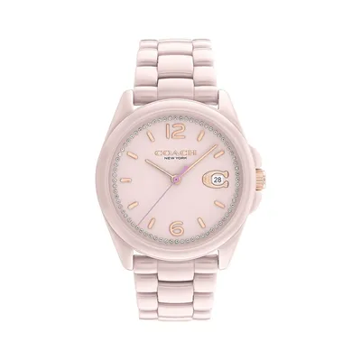 Greyson Ceramic Pink Bracelet Strap Analog Watch 14503926