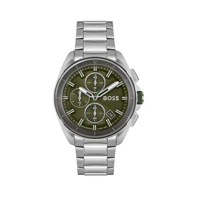 Montre chronographe en acier inoxydable à bracelet à trois maillons Volane 1513951