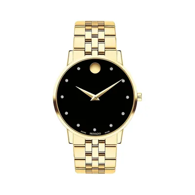 Montre-bracelet en acier inoxydable doré Museum Classic avec diamants 0,043 ct PT 0607625