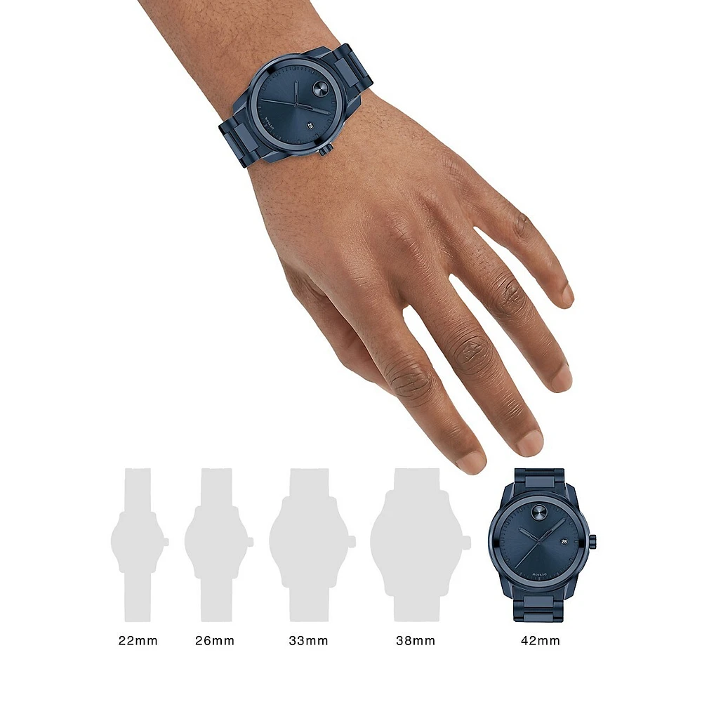 Montre-bracelet en acier inoxydable bleu Verso, 3600737