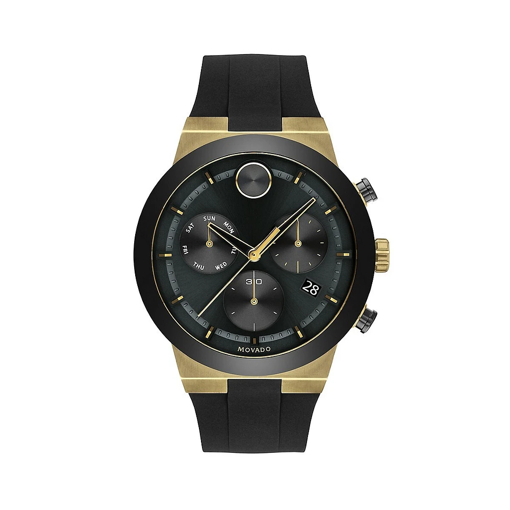 Bold Evolution Goldtone Black Silicone Watch