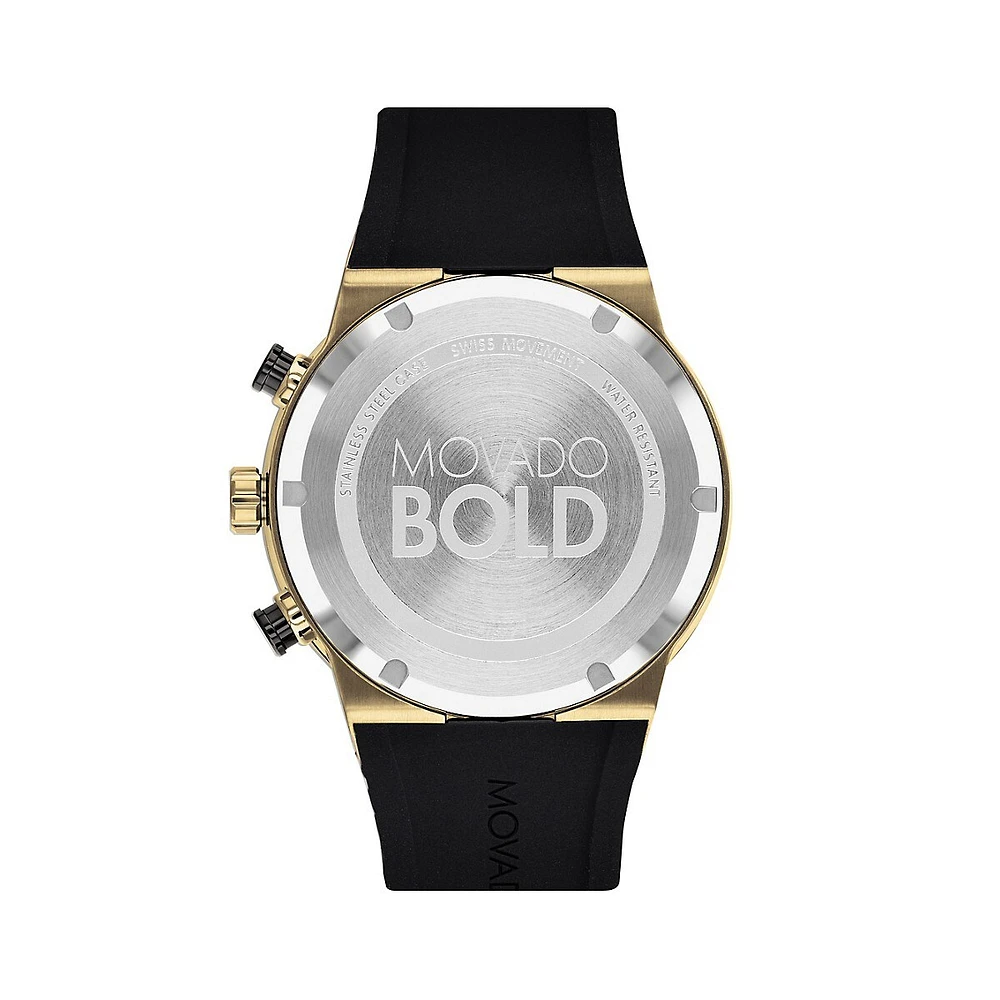 Bold Evolution Goldtone Black Silicone Watch