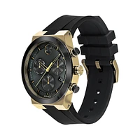 Bold Evolution Goldtone Black Silicone Watch