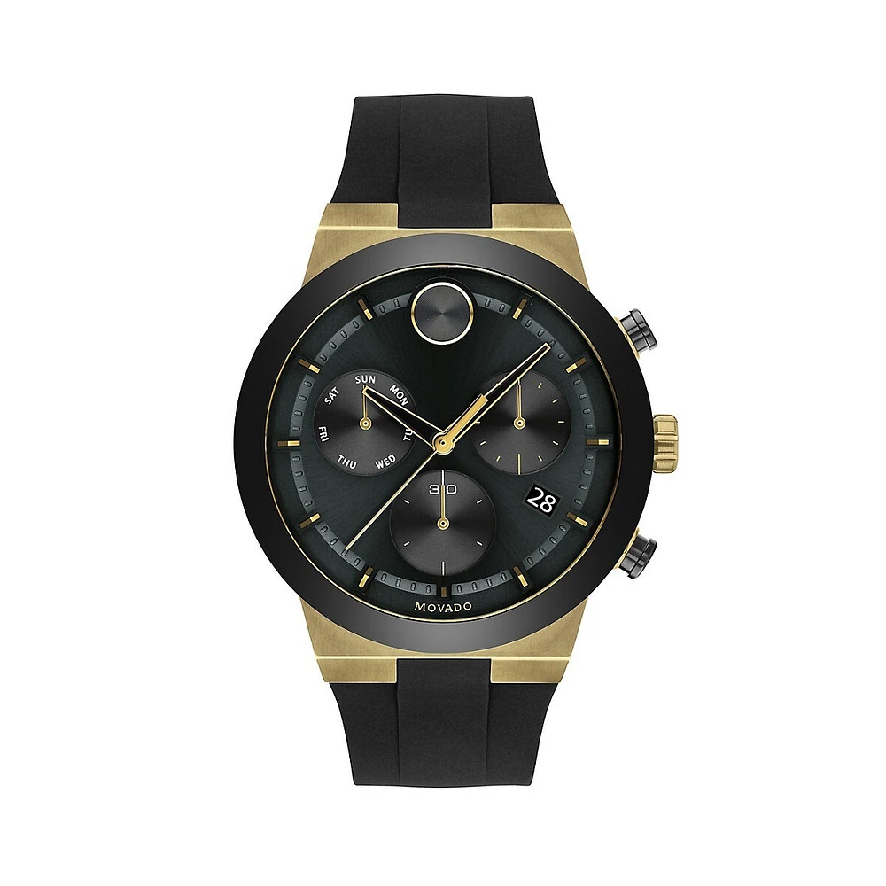 Bold Evolution Goldtone Black Silicone Watch