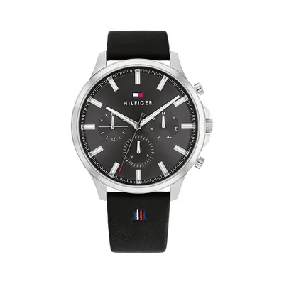 Multifunction Grey Dial & Leather Strap Watch 1710495