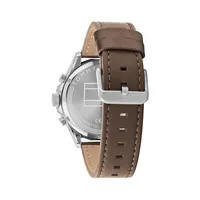 Stainless Steel Case & Brown Leather Strap Watch 1792003