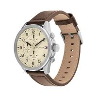 Stainless Steel Case & Brown Leather Strap Watch 1792003