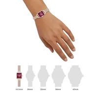 Montre Lucky Bee rectangulaire Berry à bracelet milanais or rose OB16FB28