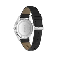 Purity Black Dial Stainless Steel & Leather Strap Analog Watch 1513984