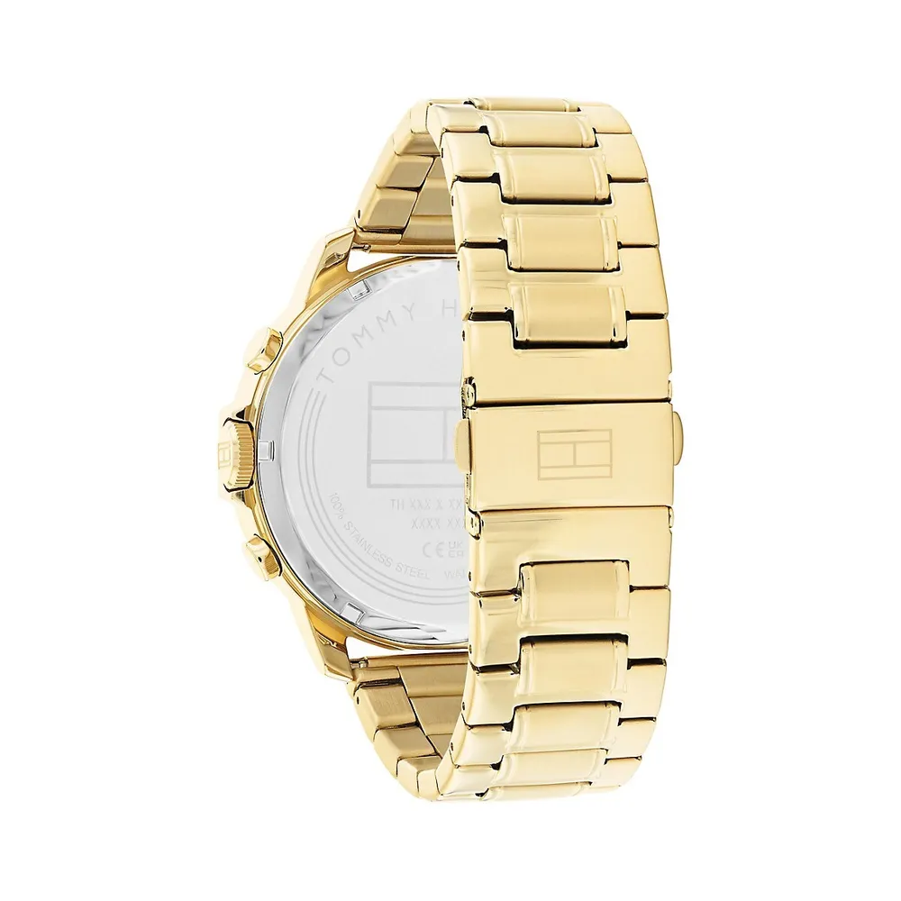 Men's Black Dial & Goldplated Bracelet Chronograph Watch 1710511