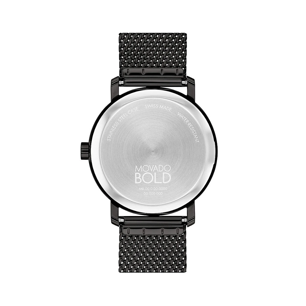 Bold Evolution 2.0 Black Ionic-Plated Stainless Steel Mesh Strap Watch 3601072