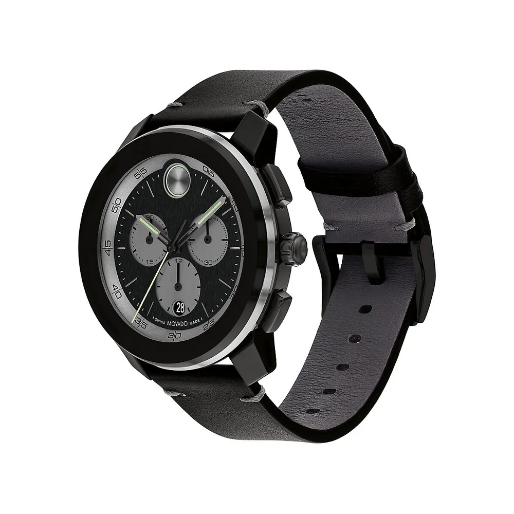 Bold TR90 & Leather Strap Chronograph Watch