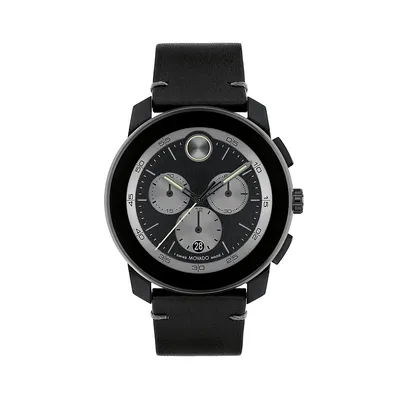 Bold TR90 & Leather Strap Chronograph Watch